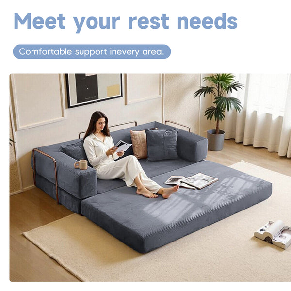 English Elm 2-In-1 Convertible Modular Sofa Bed - Space-Saving Memory Foam Lounge For Small Living Spaces - Gray W3653P355617