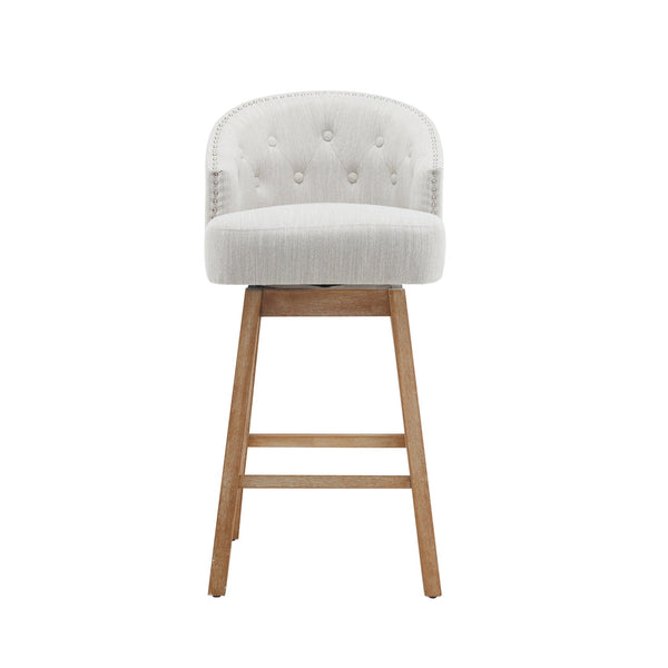 English Elm Christopher Knight Home® - 33.25" Swivel Counter Stools Set of 2 - 360° Upholstered Button-Tufted Back, Rubberwood Frame, Beige WF532109BGE