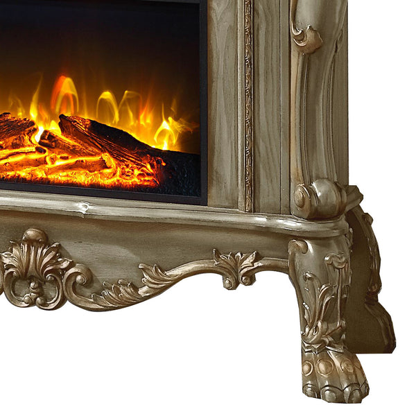 English Elm Dresden Ornate Gold Patina Fireplace with Floral Moldings, Claw Feet, Remote, Touch Panel Timer B2726P280182