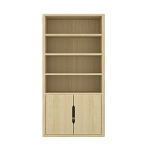 English Elm Rivington 40" Natural Oak Bookcase Cabinet - Modern Storage With Adjustable Shelves & Soft-Close Doors B365S00020-GIGA