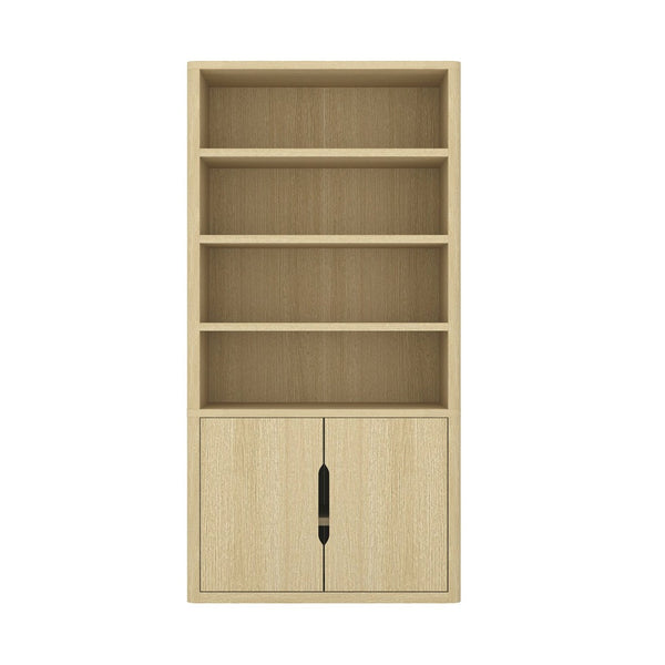 English Elm Rivington 40" Natural Oak Bookcase Cabinet - Modern Storage With Adjustable Shelves & Soft-Close Doors B365S00020-GIGA