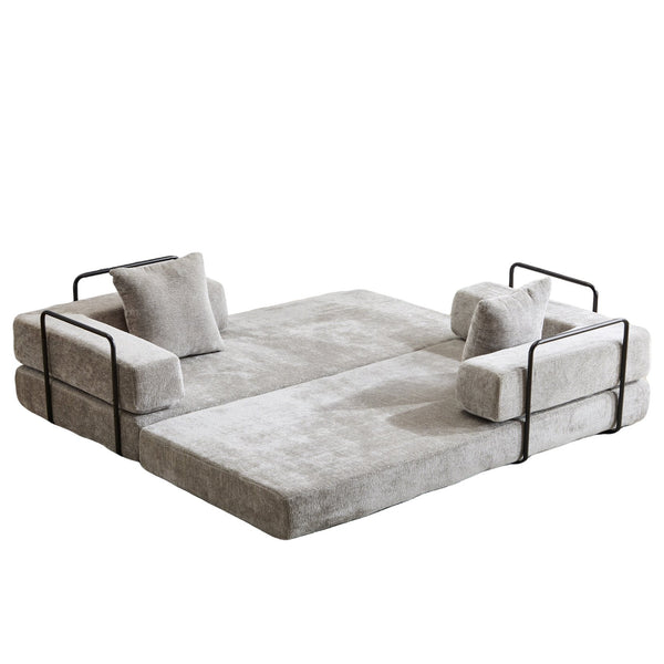 English Elm Floor Couch - Convertible Chenille Sofa Bed With Pillow Support For Ultimate Comfort In Any Space W3723P344872