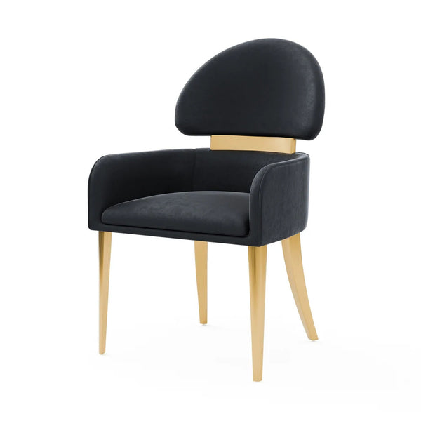 English Elm Contemporary Northall Arm Chair with Sleek Upholstery and Minimalist Profile for Modern Dining Spaces Black 31 L x 21 W x 24 H B2741P404844