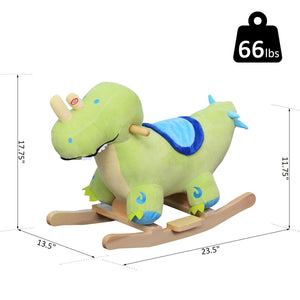 English Elm Dinosaur Plush Rocking Toy for Toddlers with Sound Effects and Wooden Base T3971P442730