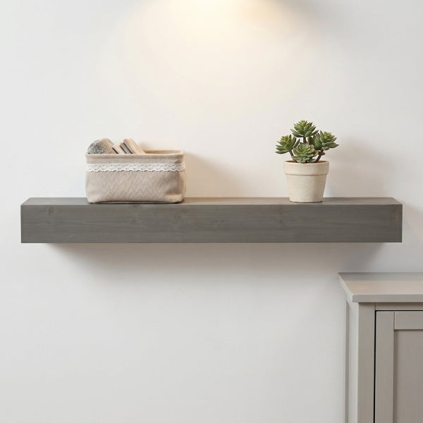 English Elm 72'' Solid Fir Wood Floating Mantel Shelf Farmhouse Style Living Room Wall Mount W2640P386636