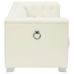 English Elm Earline Tufted Pu Leatherette Loveseat with Chrome Legs Art Deco Tuxedo Silhouette B062P441028