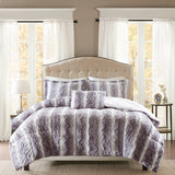 Madison Park Zuri Glam/Luxury 4PC Faux Fur Comforter Set MP10-3076 Grey