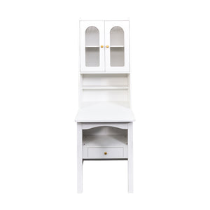 English Elm Fold-Out Convertible Writing Table Space-Saving Desk Cabinet with Shelf and Hidden Drawer for Home Office White W331P256909