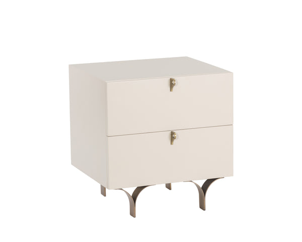 Sunpan Celine Nightstand - Elegant Two-Drawer Design with Antique Brass Feet for a Luxe Bedroom Retreat Small - 19.75W x 17.75D x 20.5H