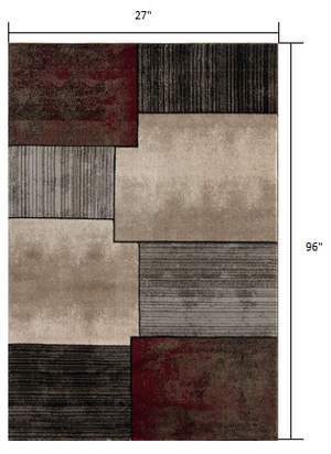 Homeroots 8' Brown Abstract Power Loom Runner Rug  Polypropylene 394004