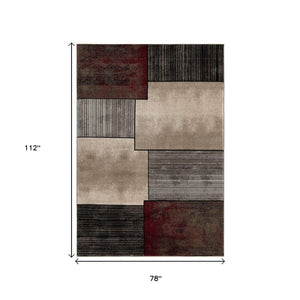 HomeRoots 10' Abstract Shag Runner Rug in Beige and Brown - Modern Stylish Design for Hallways and Entryways 6' X 9' 394015