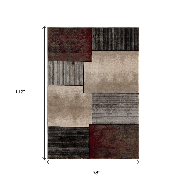 HomeRoots 10' Abstract Shag Runner Rug in Beige and Brown - Modern Stylish Design for Hallways and Entryways 6' X 9' 394015