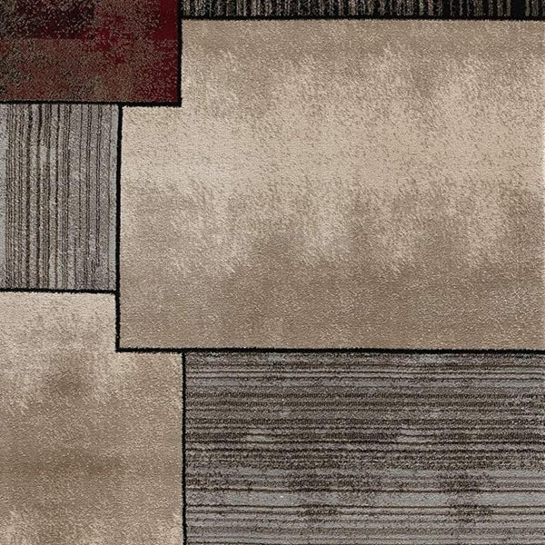HomeRoots 10' Abstract Shag Runner Rug in Beige and Brown - Modern Stylish Design for Hallways and Entryways 6' X 9' 394015