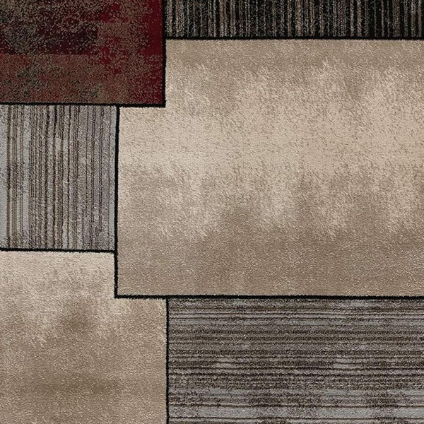 HomeRoots 10' Abstract Shag Runner Rug in Beige and Brown - Modern Stylish Design for Hallways and Entryways 6' X 9' 394015