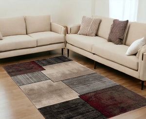 Homeroots 6' X 9' Brown Abstract Dhurrie Area Rug  Polypropylene 394015