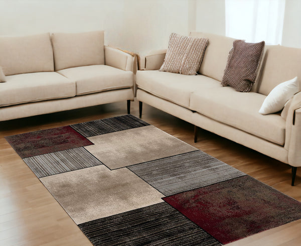 Homeroots 6' X 9' Brown Abstract Dhurrie Area Rug  Polypropylene 394015