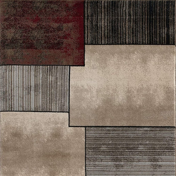 HomeRoots 10' Abstract Shag Runner Rug in Beige and Brown - Modern Stylish Design for Hallways and Entryways 8' X 10' 394016