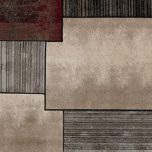 HomeRoots 10' Abstract Shag Runner Rug in Beige and Brown - Modern Stylish Design for Hallways and Entryways 8' X 10' 394016