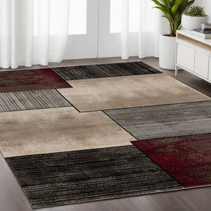 Homeroots 8' X 10' Brown Abstract Dhurrie Area Rug  Polypropylene 394016