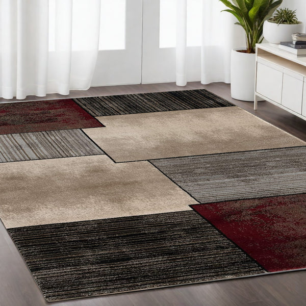 Homeroots 8' X 10' Brown Abstract Dhurrie Area Rug  Polypropylene 394016
