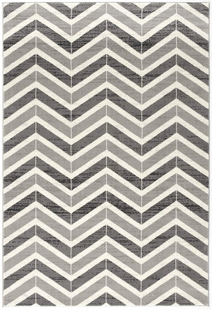 HomeRoots 13' Gray and Ivory Chevron Runner Rug - Modern Distressed Design, Soft and Stain-Resistant for Homes 2' x 13' 394019
