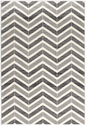HomeRoots 13' Gray and Ivory Chevron Runner Rug - Modern Distressed Design, Soft and Stain-Resistant for Homes 3' x 20' 394030