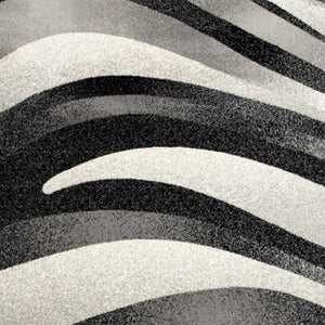 HomeRoots 10' Elegant Black Gray White Marble Effect Power Loom Runner Rug for Stylish Hallways & Spaces 2' x 10' 394038