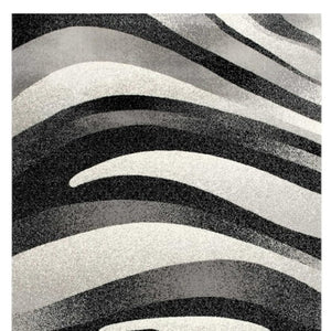 HomeRoots 10' Elegant Black Gray White Marble Effect Power Loom Runner Rug for Stylish Hallways & Spaces 2' x 10' 394038