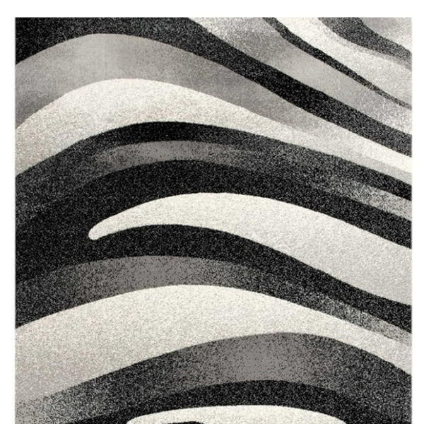 HomeRoots 10' Elegant Black Gray White Marble Effect Power Loom Runner Rug for Stylish Hallways & Spaces 2' x 10' 394038