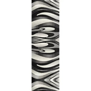 Homeroots 10' Black Gray And White Marble Power Loom Runner Rug  Polypropylene 394038