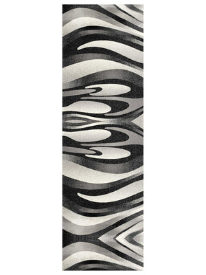 HomeRoots 10' Elegant Black Gray White Marble Effect Power Loom Runner Rug for Stylish Hallways & Spaces 2' x 10' 394038