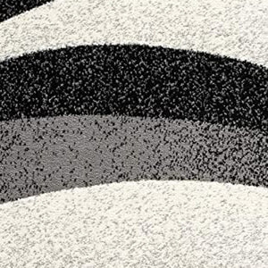 HomeRoots 10' Elegant Black Gray White Marble Effect Power Loom Runner Rug for Stylish Hallways & Spaces 2' x 13' 394040