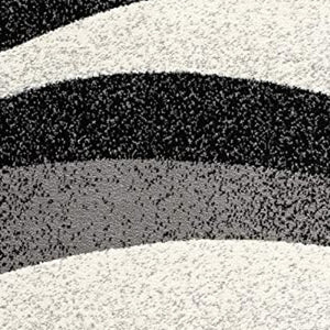 HomeRoots 10' Elegant Black Gray White Marble Effect Power Loom Runner Rug for Stylish Hallways & Spaces 2' x 13' 394040
