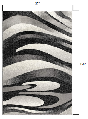 Homeroots 13' Runner Grey Abstract Power Loom Runner Rug  Olefin 394040