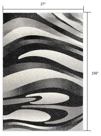 Homeroots 13' Runner Grey Abstract Power Loom Runner Rug  Olefin 394040