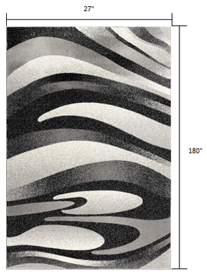 Homeroots 15' Gray Abstract Power Loom Runner Rug  Polypropylene 394041