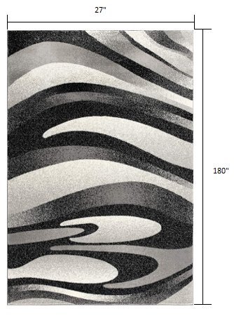 Homeroots 15' Gray Abstract Power Loom Runner Rug  Polypropylene 394041