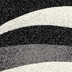 HomeRoots 10' Elegant Black Gray White Marble Effect Power Loom Runner Rug for Stylish Hallways & Spaces 2' x 20' 394042