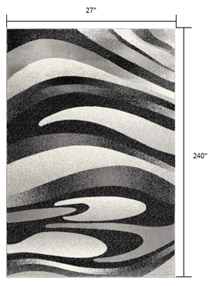 Homeroots 20' Gray Abstract Dhurrie Runner Rug  Polypropylene 394042