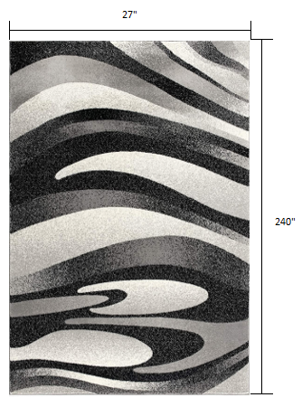 Homeroots 20' Gray Abstract Dhurrie Runner Rug  Polypropylene 394042