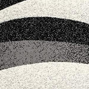 HomeRoots 10' Elegant Black Gray White Marble Effect Power Loom Runner Rug for Stylish Hallways & Spaces 2' x 20' 394042