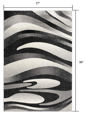 Homeroots 8' Grey Abstract Power Loom Runner Rug  Olefin 394046