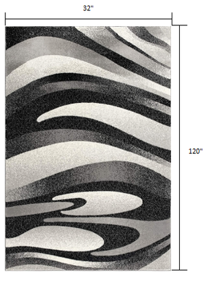 Homeroots 10' Gray Abstract Power Loom Runner Rug  Polypropylene 394047