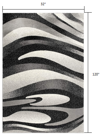 Homeroots 10' Gray Abstract Power Loom Runner Rug  Polypropylene 394047