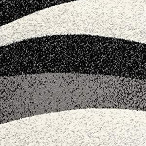 HomeRoots 10' Elegant Black Gray White Marble Effect Power Loom Runner Rug for Stylish Hallways & Spaces 3' x 13' 394049