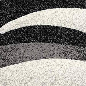 HomeRoots 10' Elegant Black Gray White Marble Effect Power Loom Runner Rug for Stylish Hallways & Spaces 3' x 15' 394050