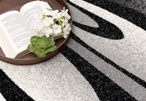 HomeRoots 10' Elegant Black Gray White Marble Effect Power Loom Runner Rug for Stylish Hallways & Spaces 3' x 15' 394050