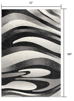 Homeroots 15' Gray Abstract Dhurrie Runner Rug  Polypropylene 394050