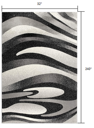 Homeroots 20' Gray Abstract Dhurrie Runner Rug  Polypropylene 394051