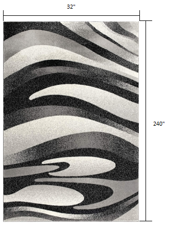 Homeroots 20' Gray Abstract Dhurrie Runner Rug  Polypropylene 394051